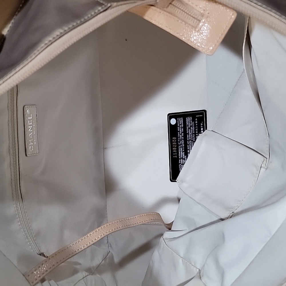 Chanel Paris Biarritz  EUC with COA Side Pocket Tote GM Quilted Metallic Canvas - Picture 14 of 16